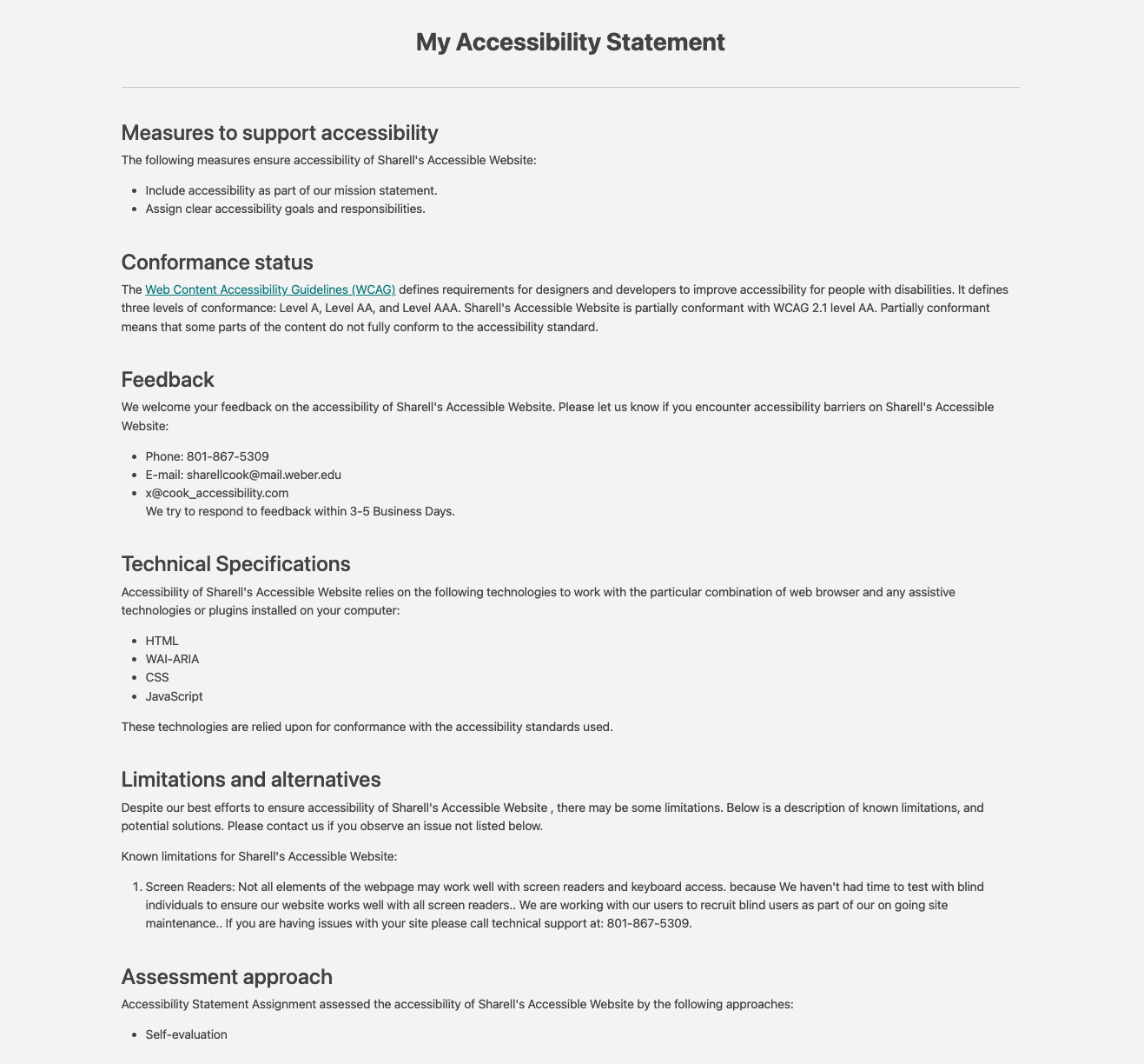 Accessibility statement on website
