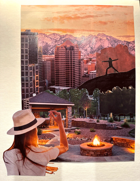 Magazine clippings put together to make a scene