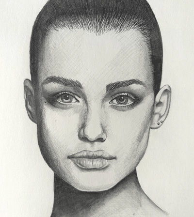 Portrait drawing of women