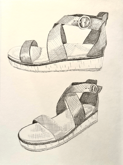 Shoe drawing showing different perspections