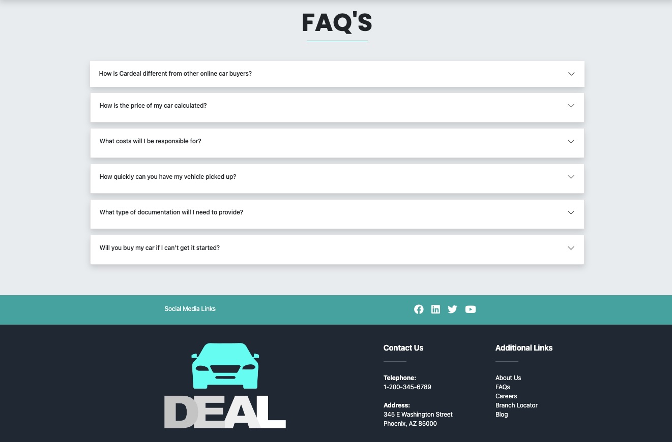 Cardeal faq's and footer